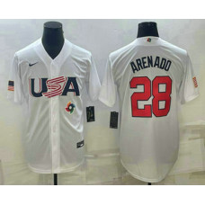 Men's USA Baseball #28 Nolan Arenado 2023 World Baseball Classic Jersey -  White Replica