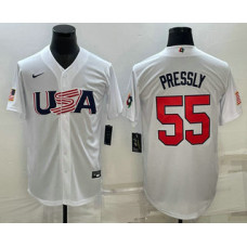 Men's USA Baseball #55 Ryan Pressly 2023 World Baseball Classic Jersey -  White