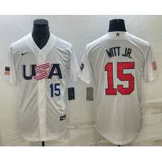 Men's USA Baseball #15 Bobby Witt Jr 2023 World Baseball Classic Jersey -  White Replica