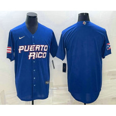 Men's Puerto Rico Baseball Blank 2023 Royal World With Patch Classic Jersey