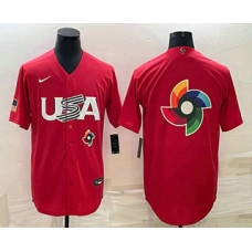 Men's USA Baseball 2023 Red World Big Logo With Patch Classic Jersey