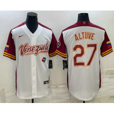 Men's Venezuela Baseball #27 Jose Altuve 2023 World Baseball Classic Jersey -  White