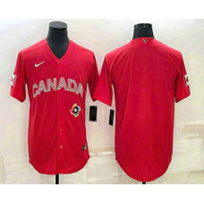 Men's Canada Baseball Blank 2023 Red World With Patch Classic Jersey