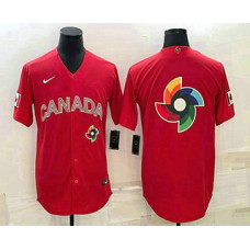 Men's Canada Baseball 2023 Red World Big Logo With Patch Classic Jersey