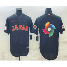 Men's Japan Baseball 2023 Black World Big Logo With Patch Classic Jersey