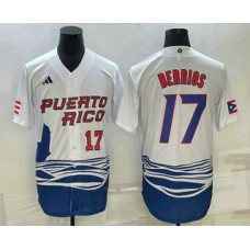 Men's Puerto Rico Baseball #17 Jose Berrios 2023 World Baseball Classic Jersey -  White