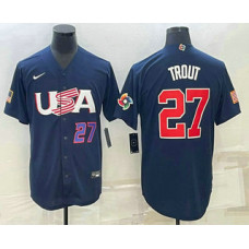 Men's USA Baseball #27 Mike Trout 2023 World Baseball Classic Jersey -  Navy