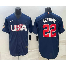 Men's USA Baseball #22 Clayton Kershaw 2023 World Baseball Classic Jersey -  Navy