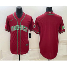 Men's Mexico Baseball Blank 2023 Red World Baseball With Patch Classic Jersey