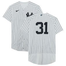 Aaron Hicks New York Yankees Fanatics Authentic Game-Used #31 White Pinstripe Jersey vs. San Francisco Giants on March 30, 2023