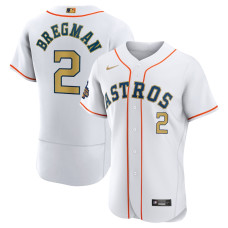 Houston Astros Alex Bregman Nike White 2023 Gold Collection Authentic Player Jersey - Mans