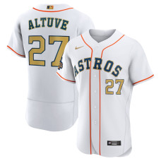 Houston Astros Jose Altuve Nike White 2023 Gold Collection Authentic Player Jersey - Mans