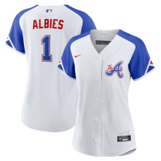 Atlanta Braves Ozzie Albies Nike White 2023 City Connect Replica Player Jersey - Womans