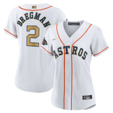 Houston Astros Alex Bregman Nike White/Gold 2023 Gold Collection Replica Player Jersey - Womans
