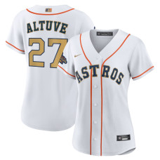 Houston Astros Jose Altuve Nike White/Gold 2023 Gold Collection Replica Player Jersey - Womans