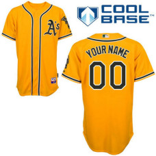 Custom Oakland Athletics Authentic Gold Alternate 2 Cool Base Jersey
