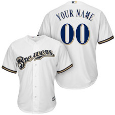 Custom Milwaukee Brewers Authentic White Home Cool Base Jersey