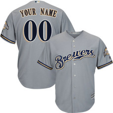 Custom Milwaukee Brewers Authentic Grey Road Cool Base Jersey