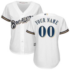 Women's Custom Milwaukee Brewers Authentic White Home Cool Base Jersey