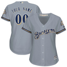 Women's Custom Milwaukee Brewers Authentic Grey Road Cool Base Jersey