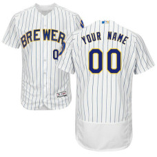 Custom Milwaukee Brewers White Flexbase Authentic Collection Jersey