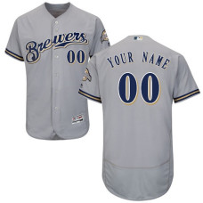 Custom Milwaukee Brewers Grey Flexbase Authentic Collection Jersey