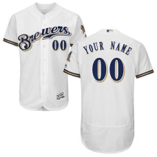 Custom Milwaukee Brewers White/Royal Flexbase Authentic Collection Jersey