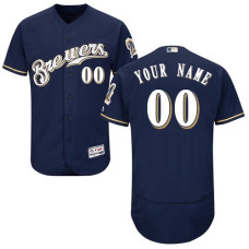 Custom Milwaukee Brewers Navy Blue Flexbase Authentic Collection Jersey