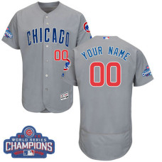 Custom Chicago Cubs Grey 2016 World Series Champions Flexbase Authentic Collection Jersey