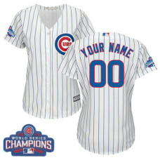 Women's Custom Chicago Cubs Authentic White Home 2016 World Series Champions Cool Base Jersey