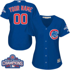 Women's Custom Chicago Cubs Authentic Royal Blue Alternate 2016 World Series Champions Cool Base Jersey