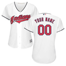 Women's Custom Cleveland Indians Authentic White Home Cool Base Jersey