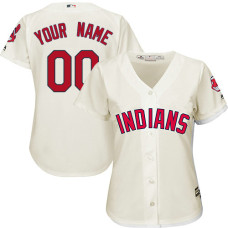 Women's Custom Cleveland Indians Replica Cream Alternate 2 Cool Base Jersey