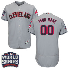 Custom Cleveland Indians Grey 2016 World Series Bound Flexbase Authentic Collection Jersey