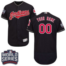 Custom Cleveland Indians Navy Blue 2016 World Series Bound Flexbase Authentic Collection Jersey