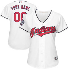 Women's Custom Cleveland Indians Authentic White Home 2016 World Series Bound Cool Base Jersey