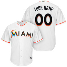 Custom Miami Marlins Authentic White Home Cool Base Jersey