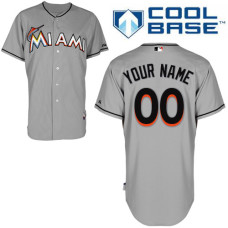 Custom Miami Marlins Authentic Grey Road Cool Base Jersey