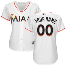 Women's Custom Miami Marlins Authentic White Home Cool Base Jersey