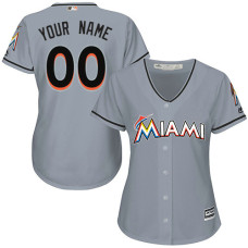 Women's Custom Miami Marlins Authentic Grey Road Cool Base Jersey