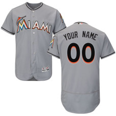 Custom Miami Marlins Grey Flexbase Authentic Collection Jersey