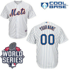 Custom New York Mets Replica White Home Cool Base 2015 World Series Jersey