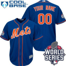 Custom New York Mets Replica Royal Blue Alternate Home Cool Base 2015 World Series Jersey