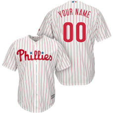 Custom Philadelphia Phillies Authentic White/Red Strip Home Cool Base Jersey