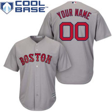 Custom Boston Red Sox Authentic Grey Road Cool Base Jersey