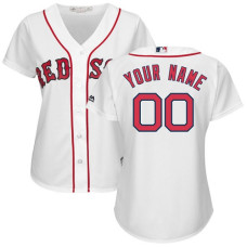 Women's Custom Boston Red Sox Authentic White Home Cool Base Jersey