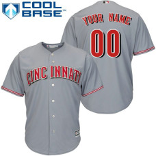 Youth Custom Cincinnati Reds Authentic Grey Road Cool Base Jersey