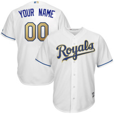 Youth Custom Kansas City Royals Authentic White Home Cool Base Jersey