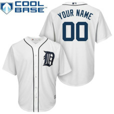 Youth Custom Detroit Tigers Authentic White Home Cool Base Jersey