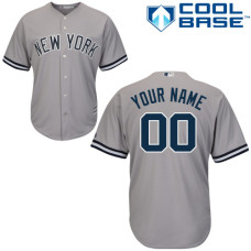 Youth Custom New York Yankees Replica Grey Road Jersey